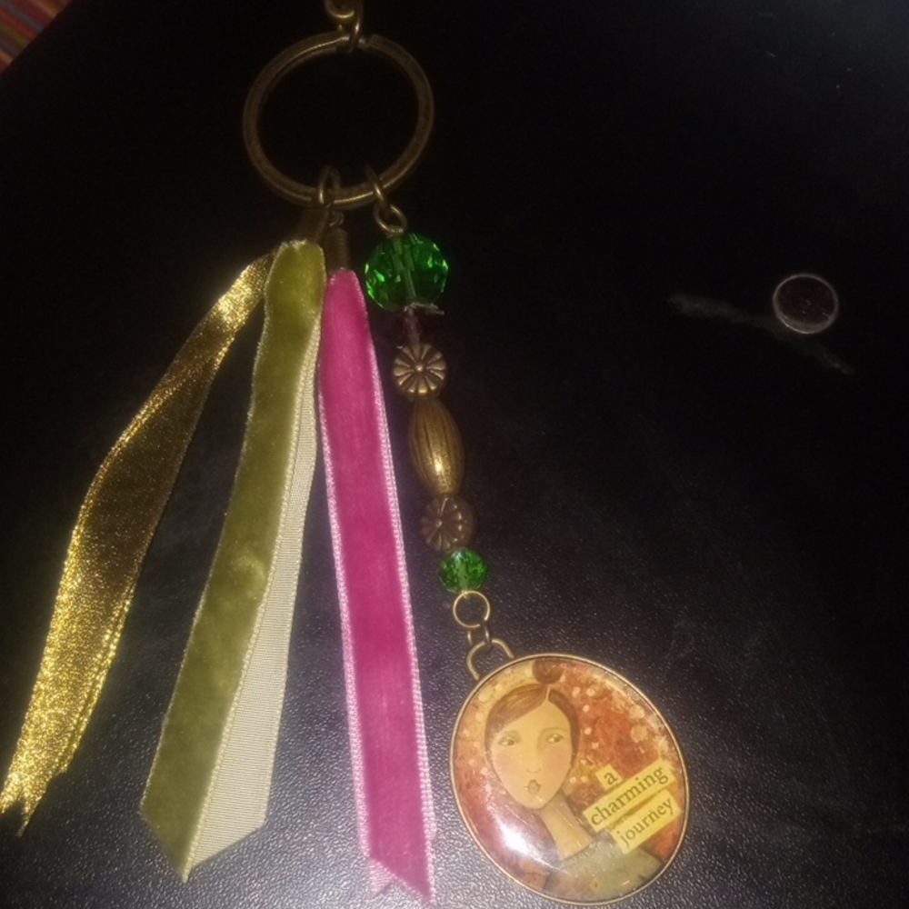 Charming Journey Keychain with Multicolor Ribbons